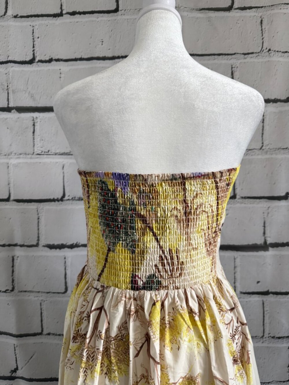 NWT Caroline Constas Safari Jungle Print Strapless Cotton Maxi Dress Smocked M - Picture 9 of 15